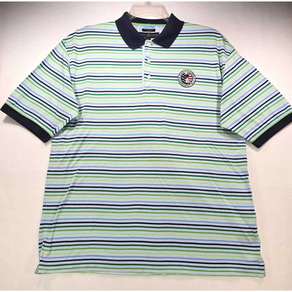 Tommy Hilfiger Golf Mens XL Polo Shirt 2005 US Open Pinehurst No 2 Striped Green
